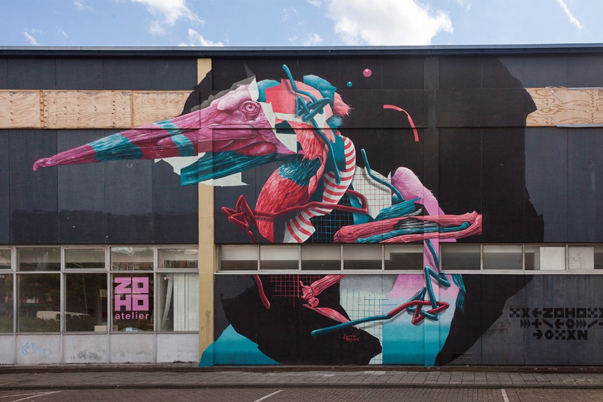 Joram Roukes, Tropic Thunder, Schoterbosstraat Rotterdam 2017. Sober Walls by Sober Collective.
