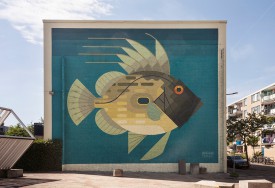 Amok Island, Zeus faber (or John Dory), Erasmusstraat Rotterdam, 2017. Sober Walls by Sober Collective.